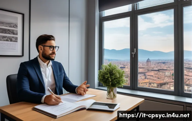 임상심리사 연봉 동향 - A professional clinical psychologist in a modern private therapy office in Milan, Italy, discussing ...
