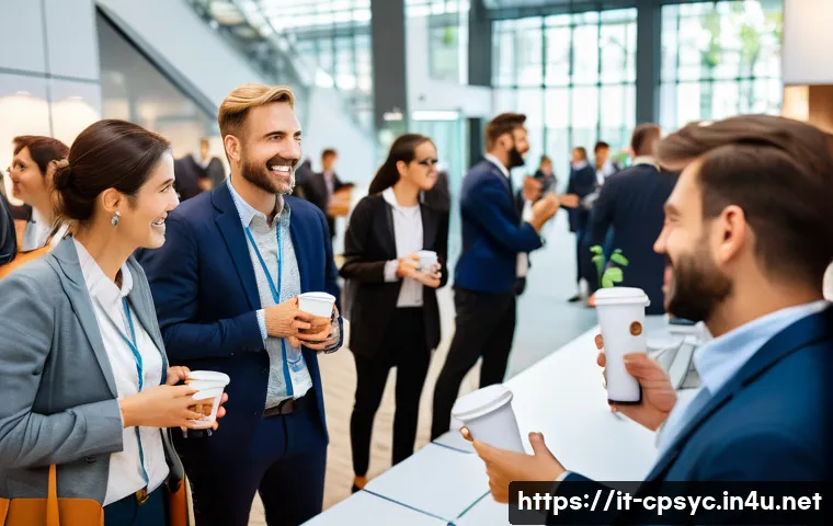 임상심리사 취업 성공 비결 - A professional networking scene at an international psychology conference in Milan, Italy, featuring...