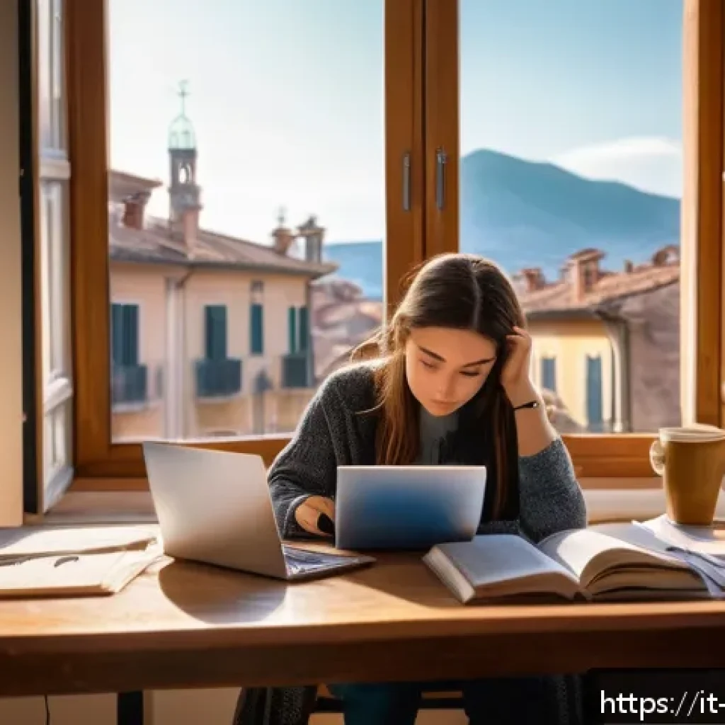 임상심리사 자격증 시험 난이도 - A focused Italian psychology student studying at a wooden desk in a cozy, sunlit room, surrounded by...