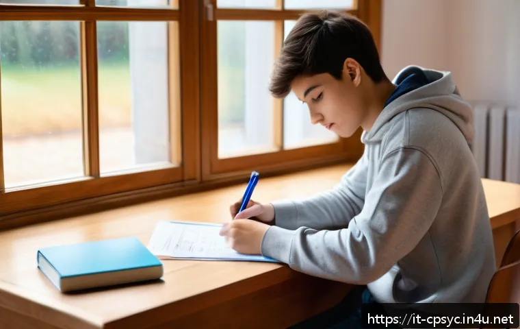 임상심리사 국가시험 시험장 준비물 - A young Italian student preparing for an important exam, dressed comfortably in casual layered cloth...