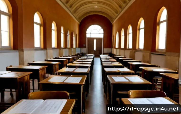 임상심리사 국가자격시험 문제 유형 - Photorealistic Italian clinical psychology licensing examination hall, wide-angle view of adult cand...